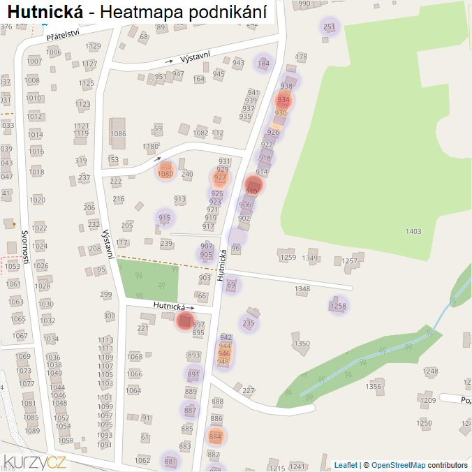 Mapa Hutnická - Firmy v ulici.