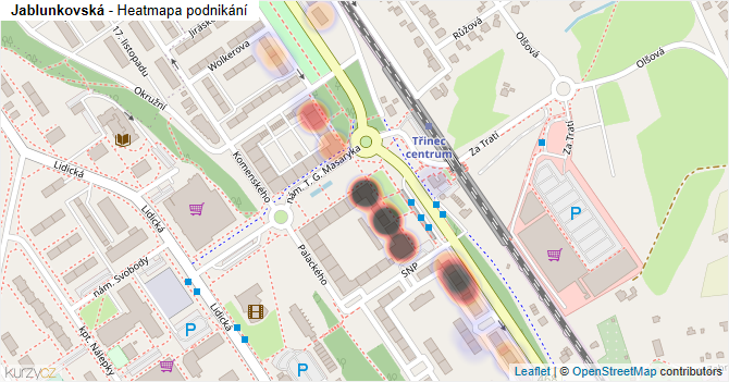 Jablunkovská - mapa podnikání