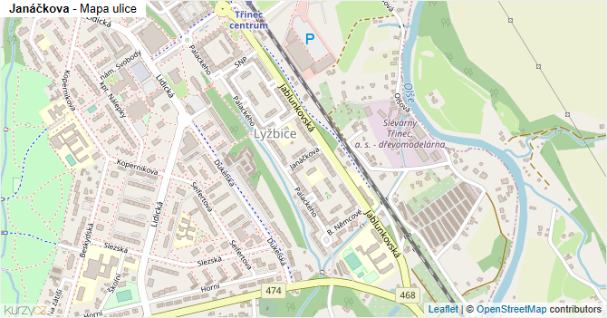 Janáčkova - mapa ulice