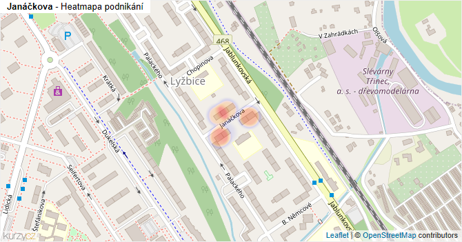 Janáčkova - mapa podnikání