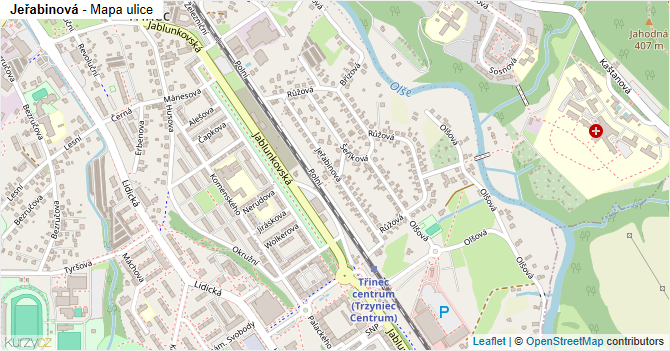 Jeřabinová - mapa ulice