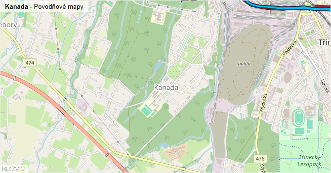 Kanada - záplavové mapy stoleté vody