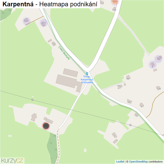 Mapa Karpentná - Firmy v části obce.