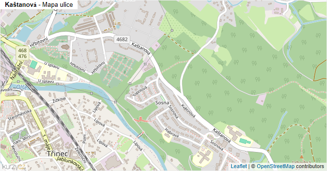 Kaštanová - mapa ulice