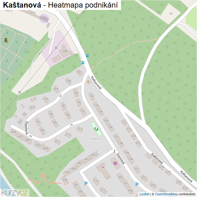 Mapa Kaštanová - Firmy v ulici.