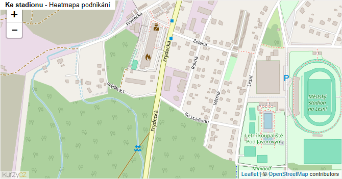 Ke stadionu - mapa podnikání
