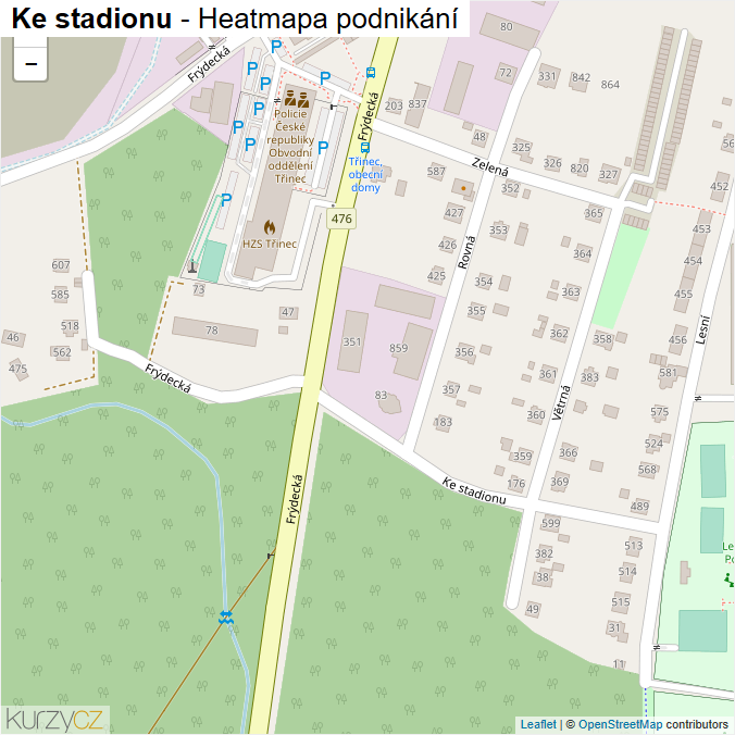 Mapa Ke stadionu - Firmy v ulici.
