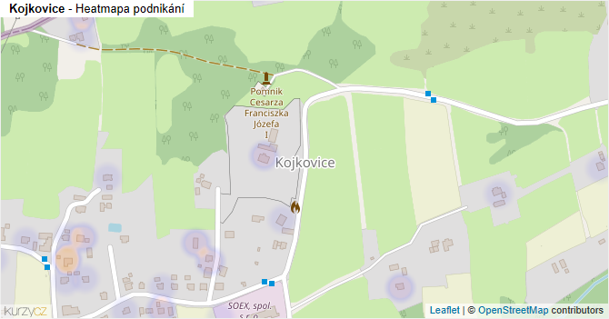 Kojkovice - mapa podnikání