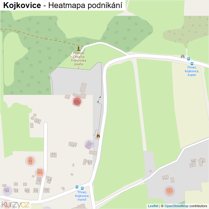Mapa Kojkovice - Firmy v části obce.