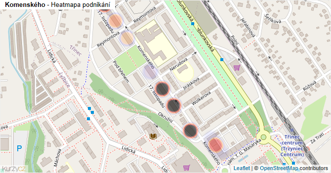 Komenského - mapa podnikání