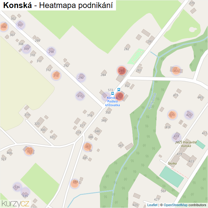 Mapa Konská - Firmy v části obce.