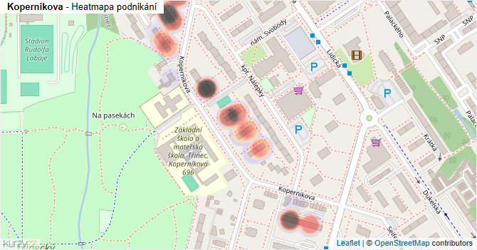 Kopernikova - mapa podnikání