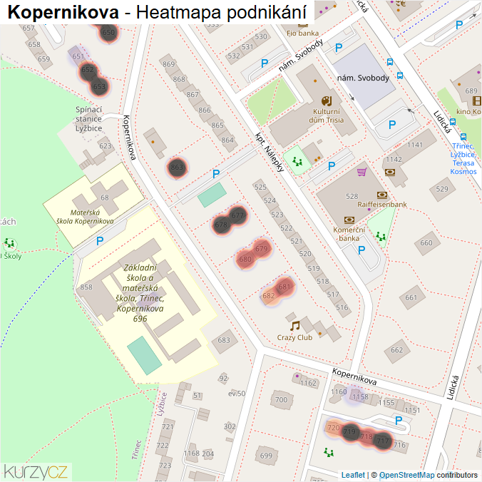 Mapa Kopernikova - Firmy v ulici.