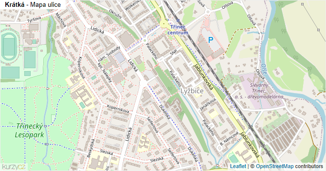 Krátká - mapa ulice