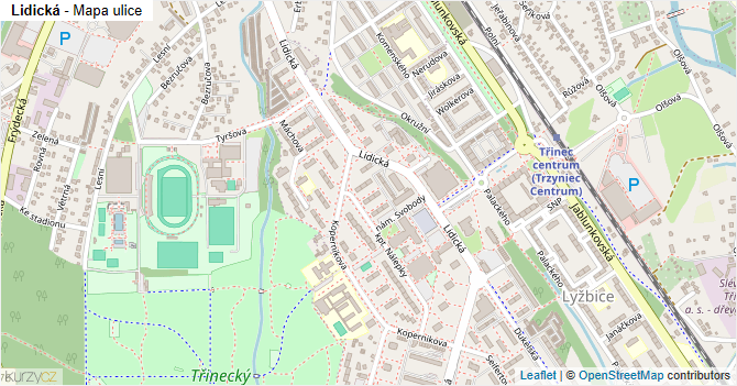 Lidická - mapa ulice