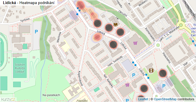 Lidická - mapa podnikání