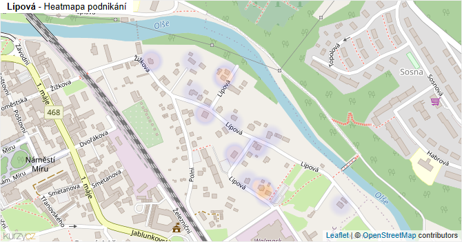 Lípová - mapa podnikání