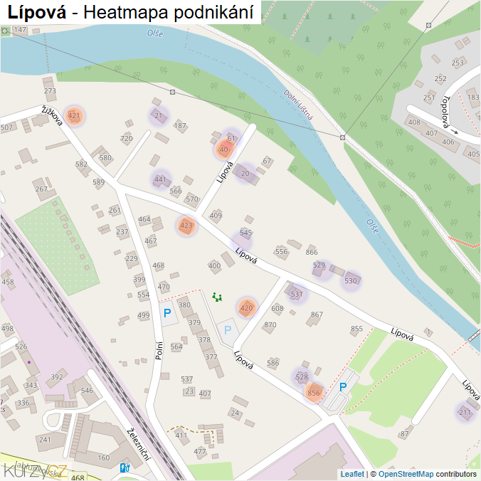 Mapa Lípová - Firmy v ulici.
