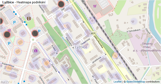 Lyžbice - mapa podnikání