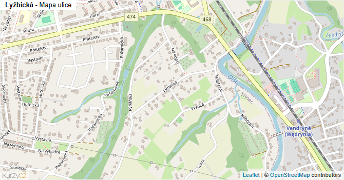 Lyžbická - mapa ulice