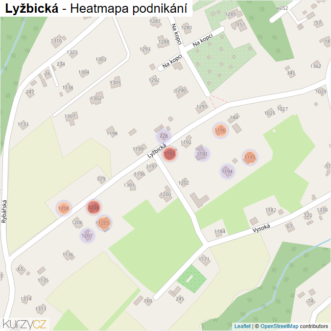 Mapa Lyžbická - Firmy v ulici.