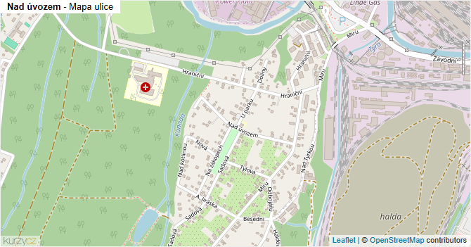 Nad úvozem - mapa ulice