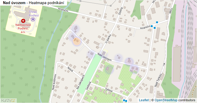 Nad úvozem - mapa podnikání