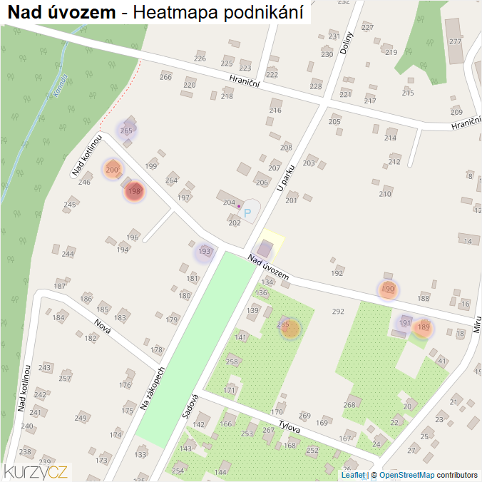 Mapa Nad úvozem - Firmy v ulici.