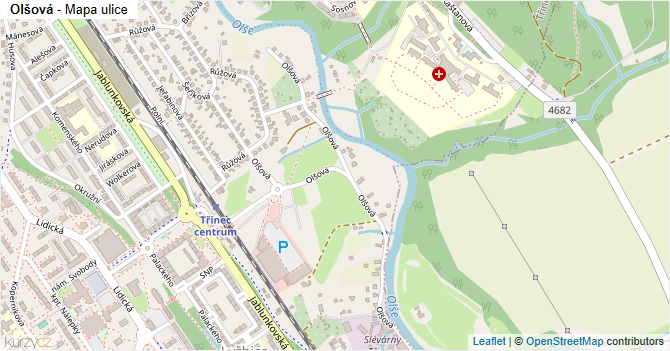 Olšová - mapa ulice