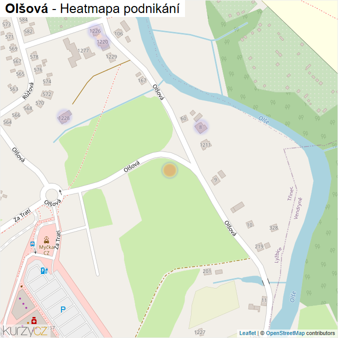 Mapa Olšová - Firmy v ulici.