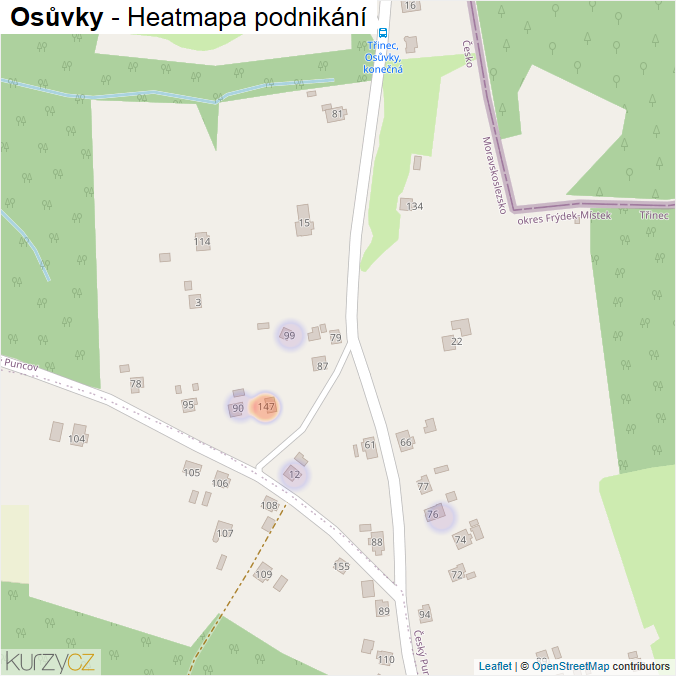 Mapa Osůvky - Firmy v části obce.
