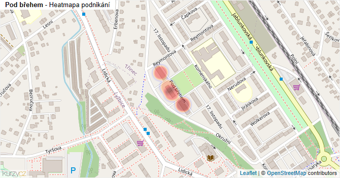 Pod břehem - mapa podnikání
