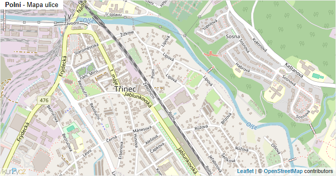 Polní - mapa ulice