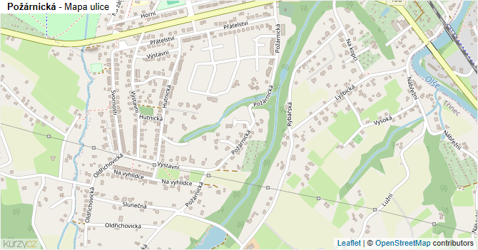 Požárnická - mapa ulice
