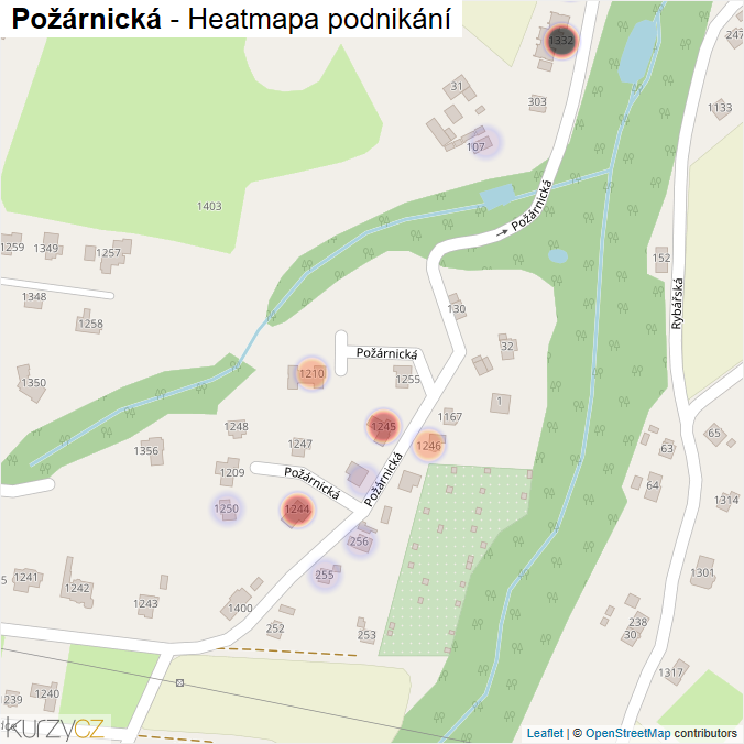 Mapa Požárnická - Firmy v ulici.
