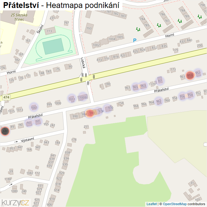 Mapa Přátelství - Firmy v ulici.