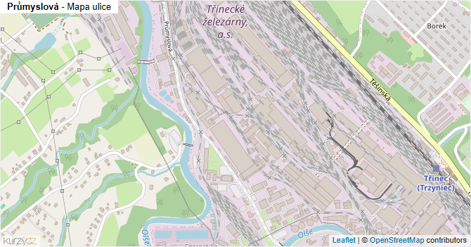 Průmyslová - mapa ulice