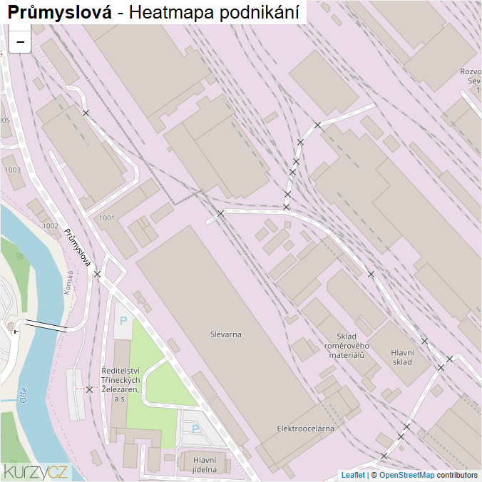 Mapa Průmyslová - Firmy v ulici.