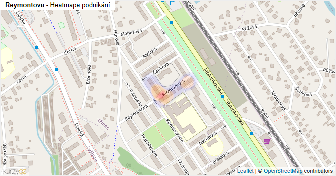 Reymontova - mapa podnikání