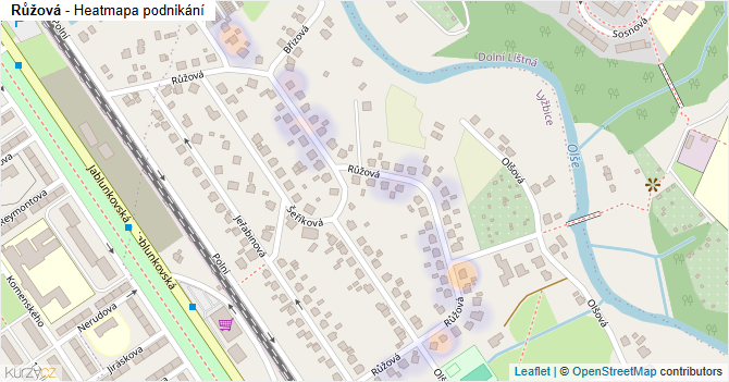 Růžová - mapa podnikání