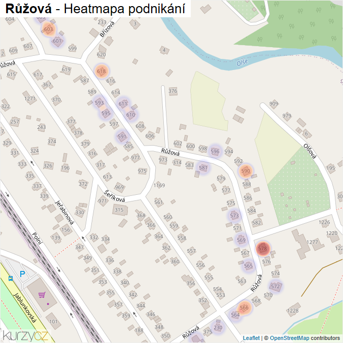 Mapa Růžová - Firmy v ulici.