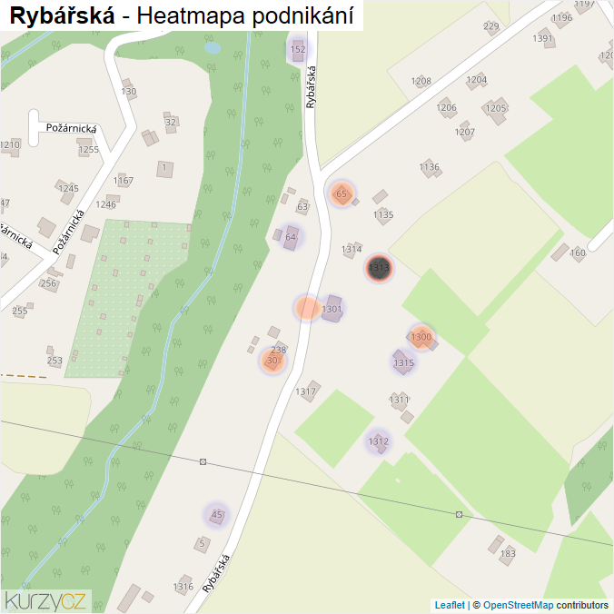 Mapa Rybářská - Firmy v ulici.