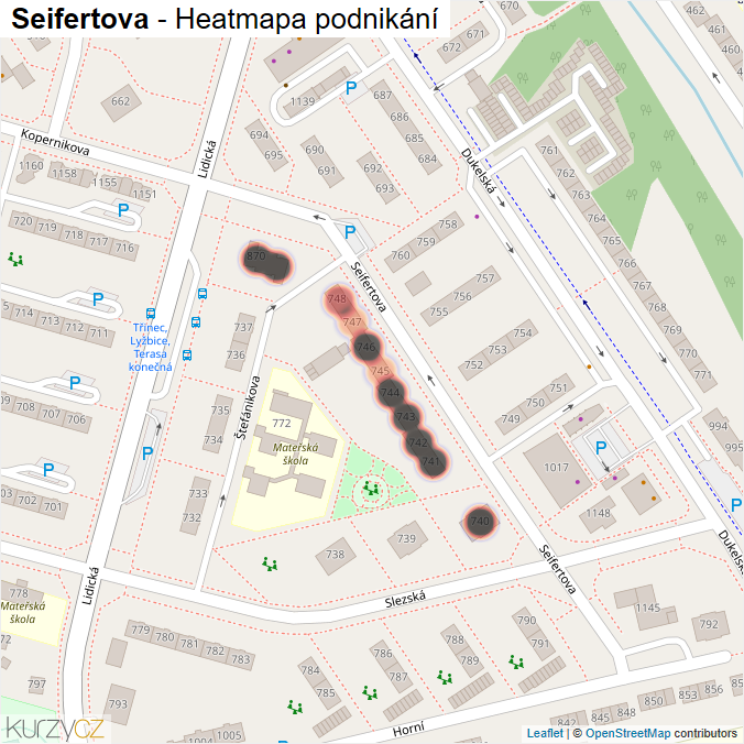 Mapa Seifertova - Firmy v ulici.
