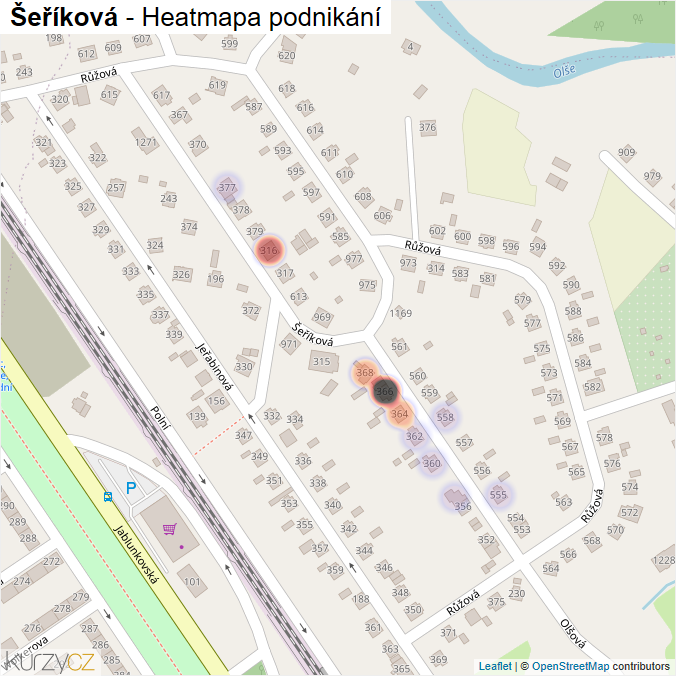 Mapa Šeříková - Firmy v ulici.
