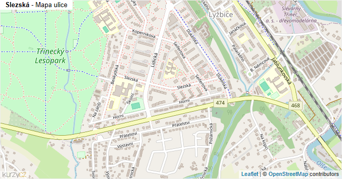 Slezská - mapa ulice
