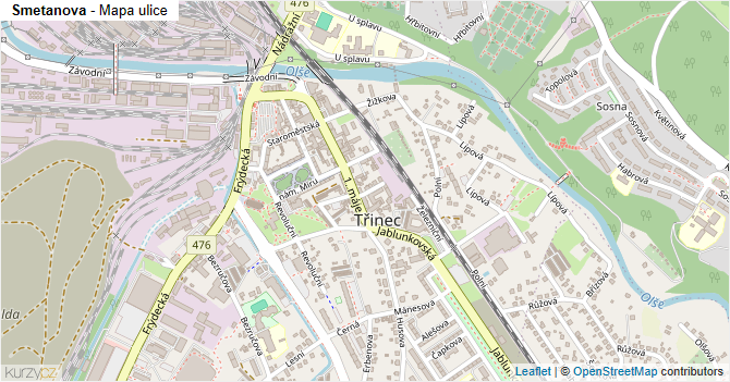 Smetanova - mapa ulice