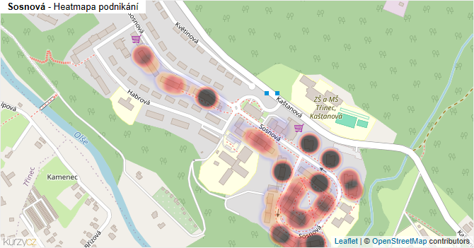 Sosnová - mapa podnikání