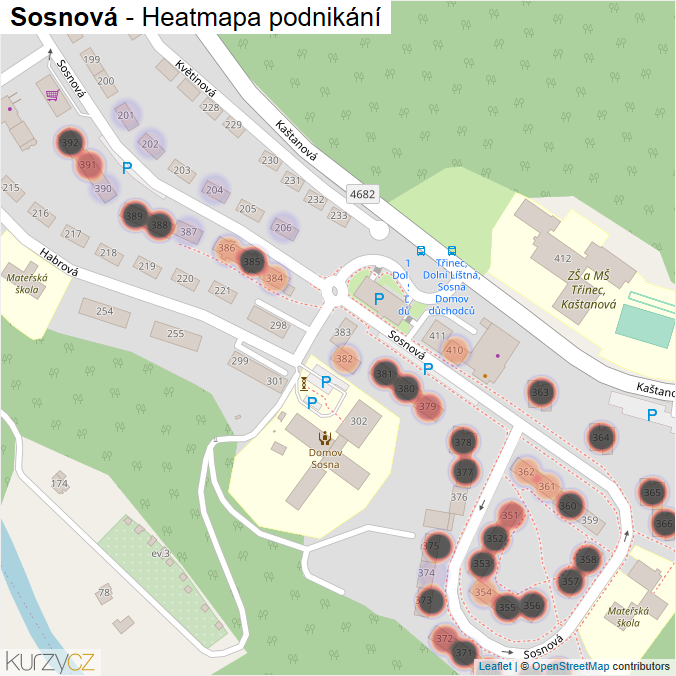 Mapa Sosnová - Firmy v ulici.