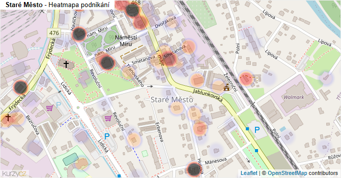 Staré Město - mapa podnikání
