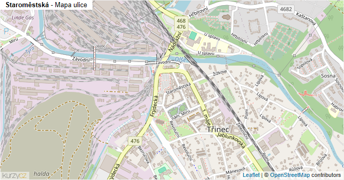 Staroměstská - mapa ulice